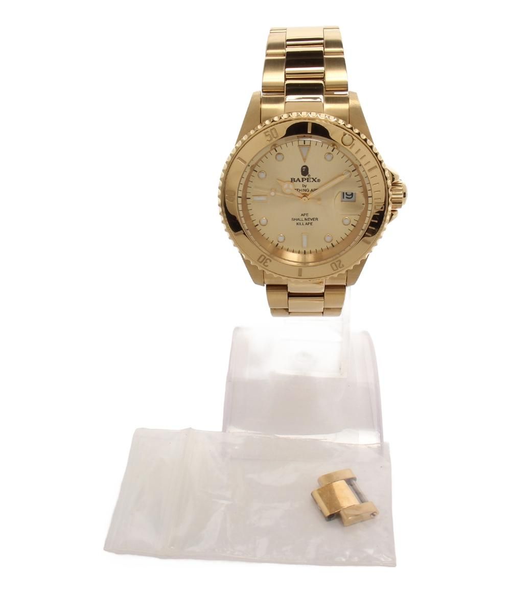 アベイシングエイプ 腕時計 BAPEX 自動巻き ゴールド メンズ A BATHING