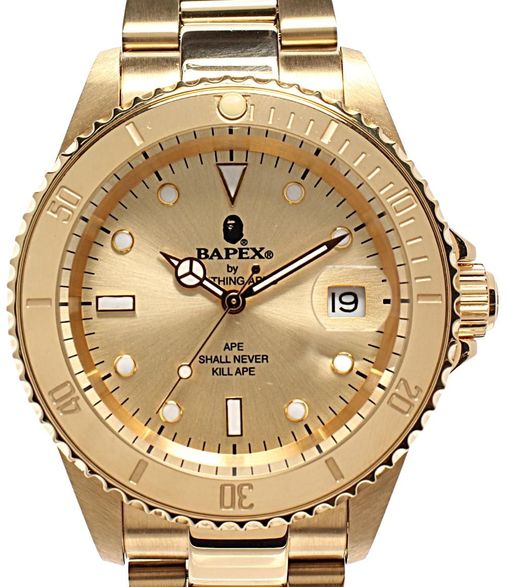 アベイシングエイプ 腕時計 BAPEX 自動巻き ゴールド メンズ A BATHING