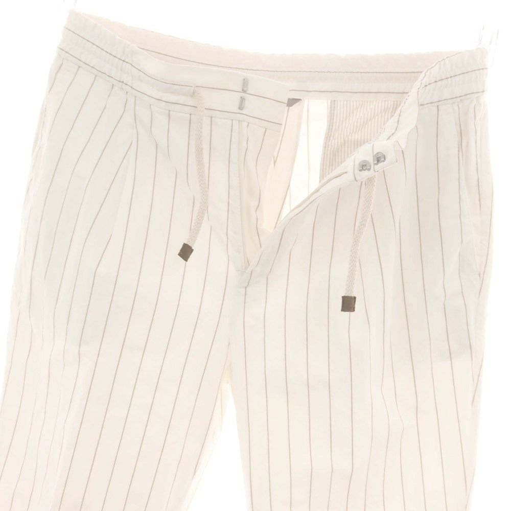 ブルネロクチネリ Brunello Cucinelli ストレッチ コットン ストライプ イージースラックスパンツ ホワイトxカーキベージュ サイズ50 メンズ