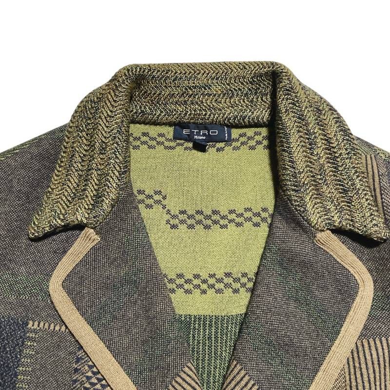 ETRO エトロ ニットジャケット パッチワーク ウール混 シングル 1B