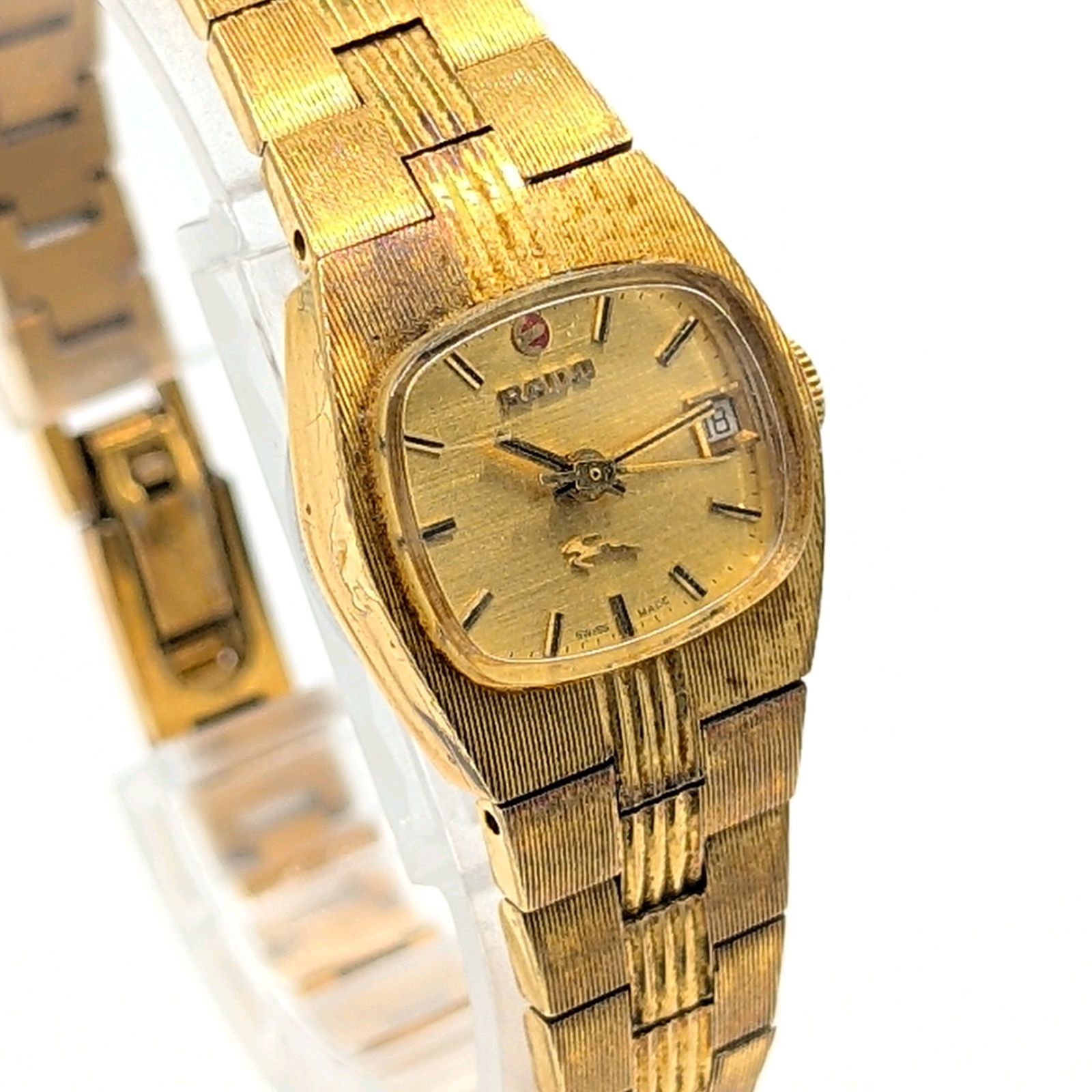 RADO 561 7929 2 Watch Ladies G dial Date Square Y K 00 S Vintage Working ラドー 時計 手巻き式 レディース ゴールド文字盤 デイト ヴィンテージ 稼働品