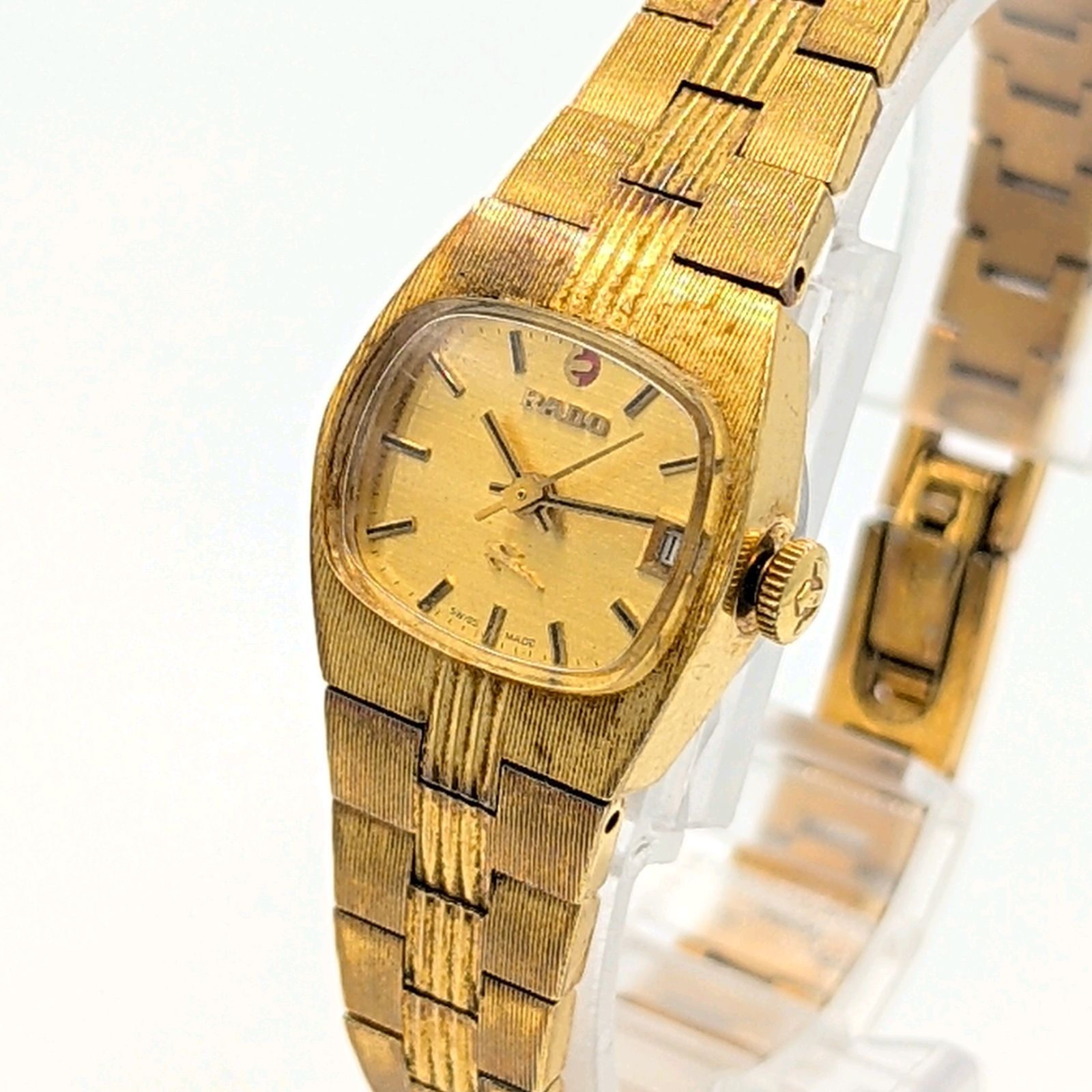 RADO 561.7929.2 Watch Ladies G dial Date Square Y 2 K 00 S Vintage Working ラドー 時計 手巻き式 レディース ゴールド文字盤 デイト ヴィンテージ 稼働品