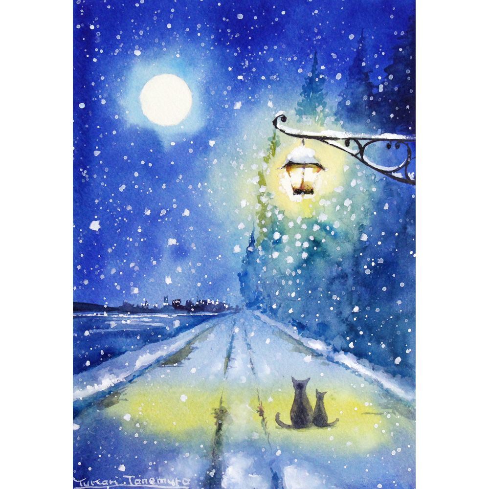 原画）冬の灯【A5サイズ／水彩画／#2861】 - メルカリ