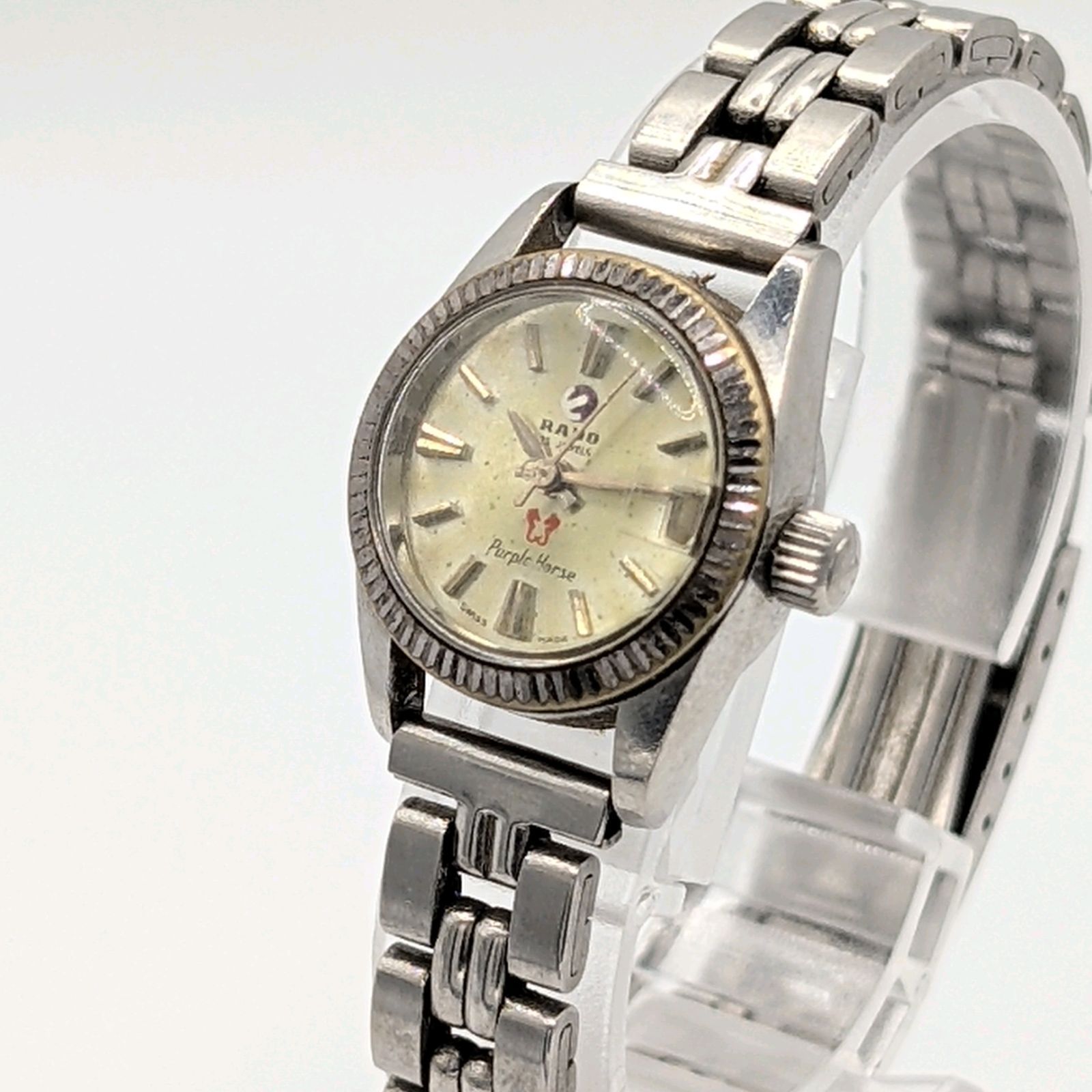 RADO Purple horse Watch Hand-Winding Ladies Round Y 2 K 00 S Date Vintage Working ラドー パープルホース 時計 手巻き式 レディース ラウンド デイト ヴィンテージ 稼働品