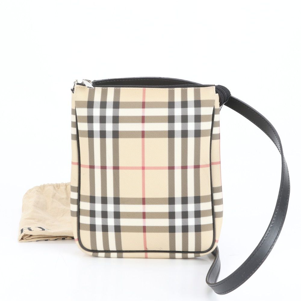 極美品 バーバリー ノバ チェック レザー ショルダーバッグ 斜め掛け