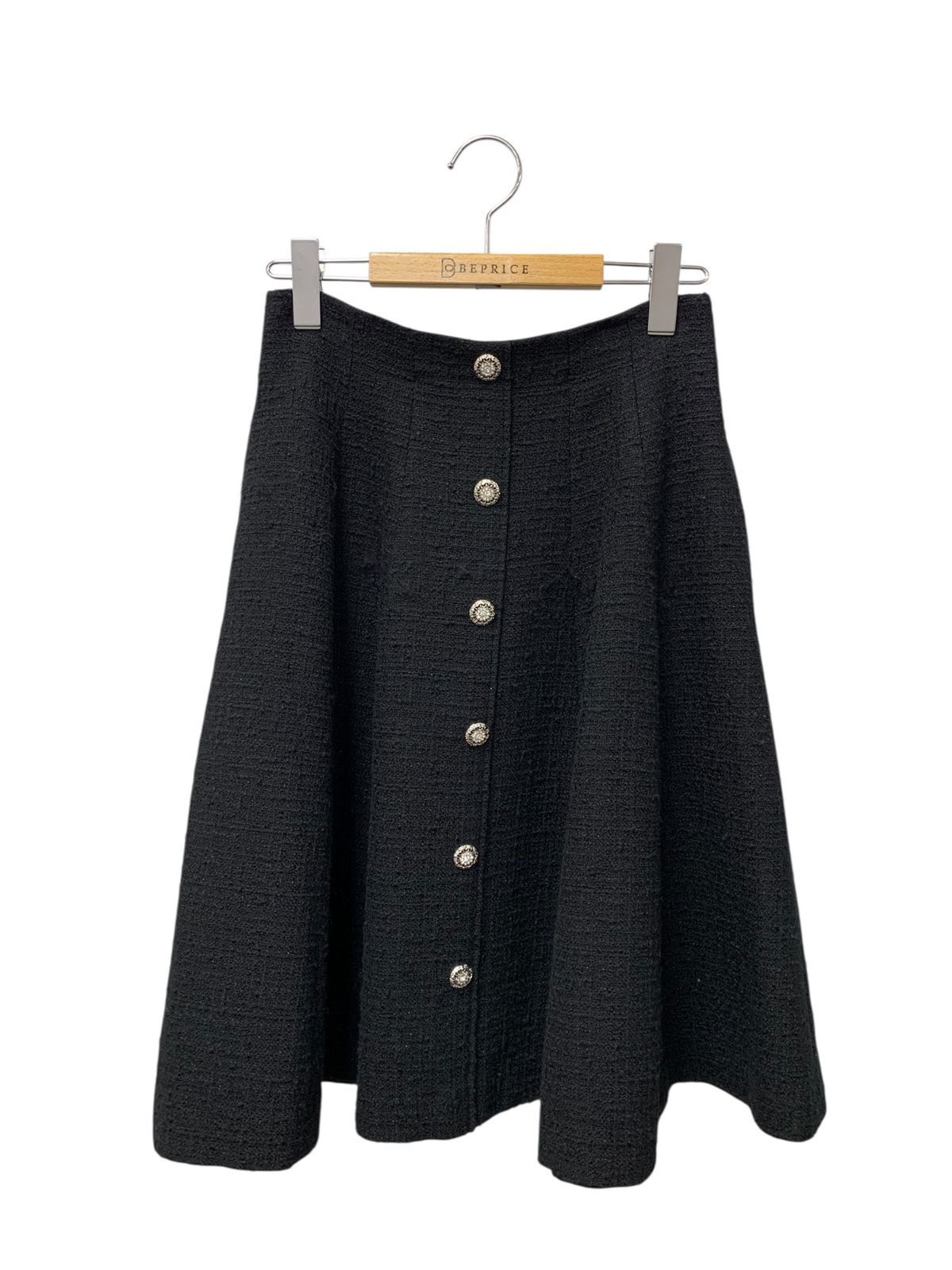 フォクシーニューヨーク collection Valette Skirt 42674 スカート 38 ブラック ツイード ジュエルボタン