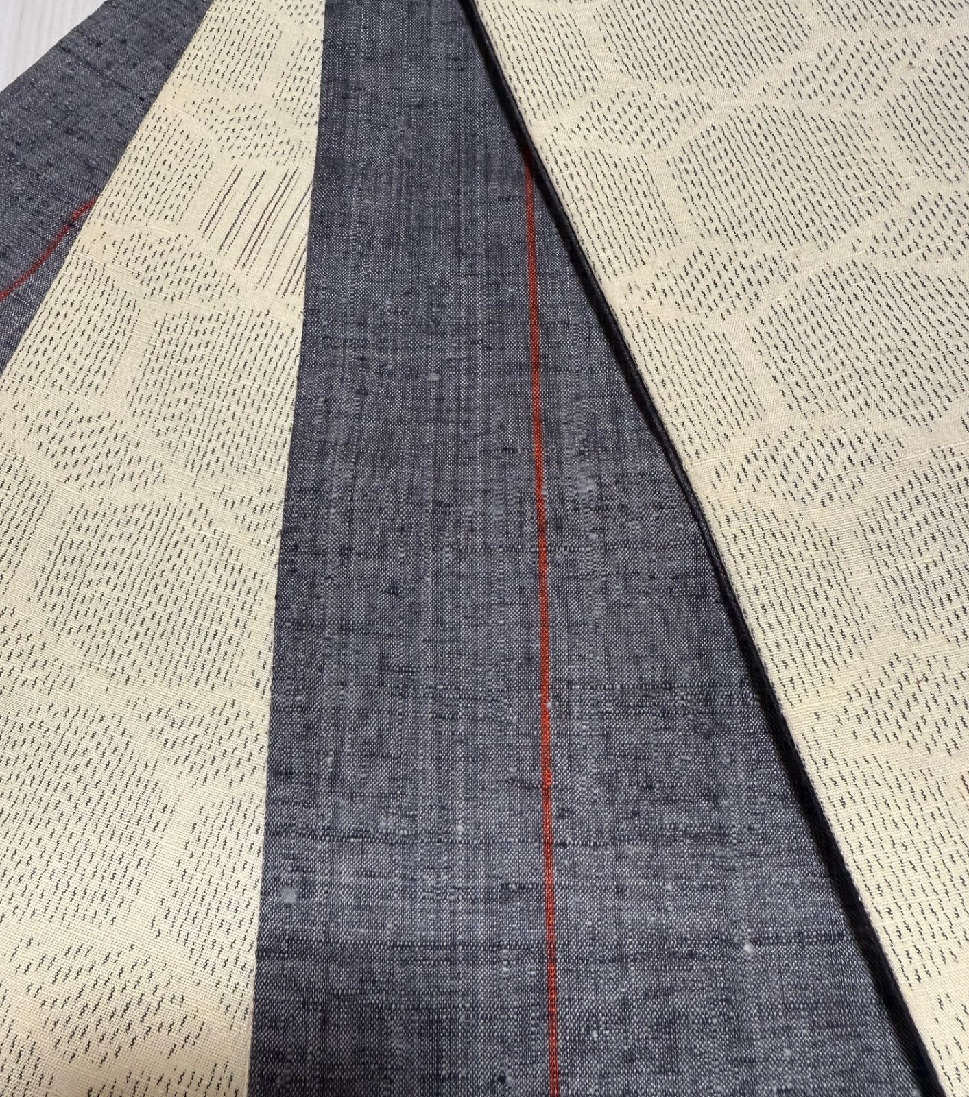 本場結城紬 アイボリー×グレーグラデ紬