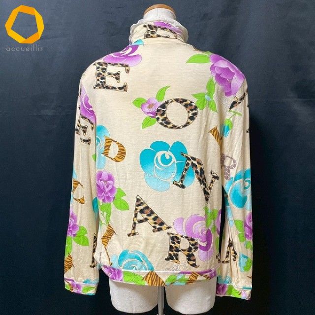 LEONARD】 花柄ハイネックニット 白 42 美品 LEONARD SPORT 花柄