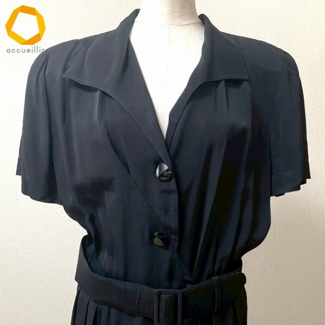  snc フェンディ FENDI 365 ワンピース 44 黒系 ヴィンテージ 半袖 ベルト付き イタリア製 レディース 971359 半袖 カットソーワンピース