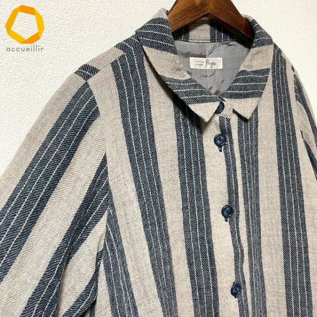 wnc コットンハウスアヤ Cotton House Aya ワンピース M グレー 紺