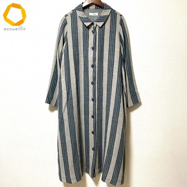 wnc コットンハウスアヤ Cotton House Aya ワンピース M グレー 紺