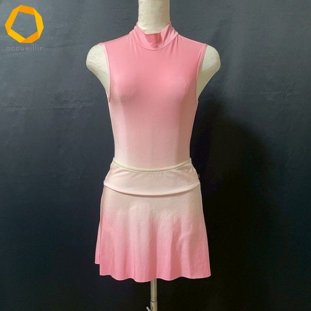 anc ユミコ Yumiko セットアップ トップス XS スカート M ピンク 白 ツーピース レオタード グラデーション レディース 973988