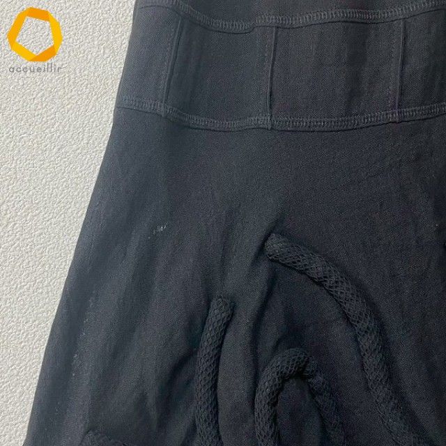 anc エイココンドウ EIKO KONDO スカート 黒 麻 メッシュ 異素材 紐