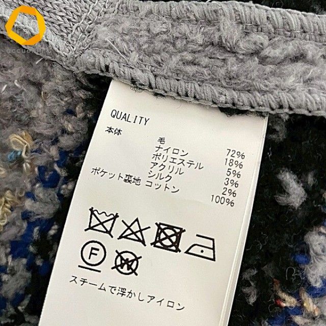 新作 値段 コーヘン ネイティブ柄ニットコート グレー イエロー 38 