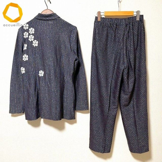 wnc サイトウトヨコ 斉藤都世子 セットアップ パンツ 紺 ニット wnc サイトウトヨコ 斉藤都世子 セットアップ パンツ 紺 ニット