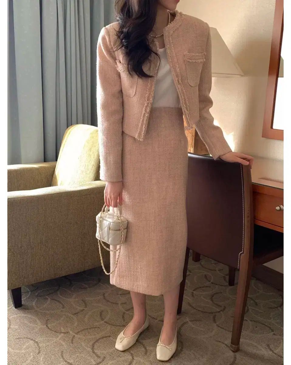 メリオン ツイード ピンク セットアップ セット ジャケット スカート