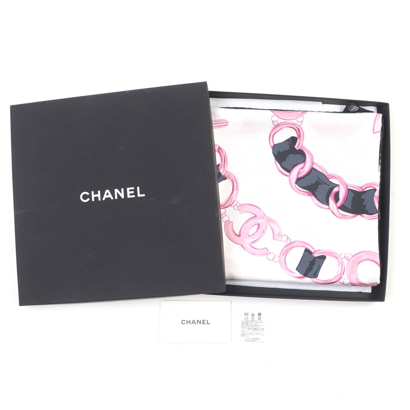 極美品☆CHANEL シャネル シルク100％ ココマーク チェーンベルト柄