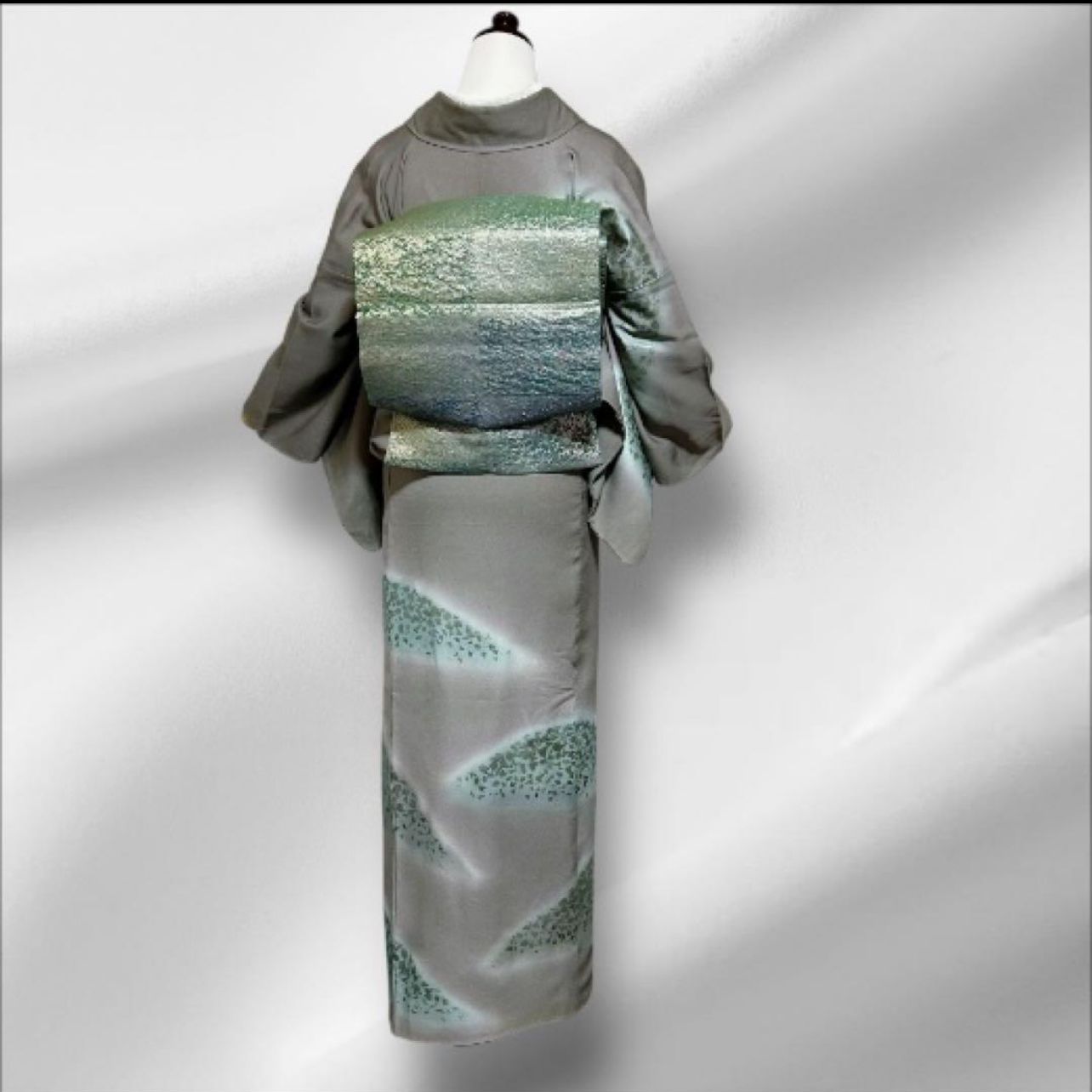 美品 袷 正絹 金箔 訪問着 フルセット 西陣唐織漆箔袋帯 ゆったり 裄67