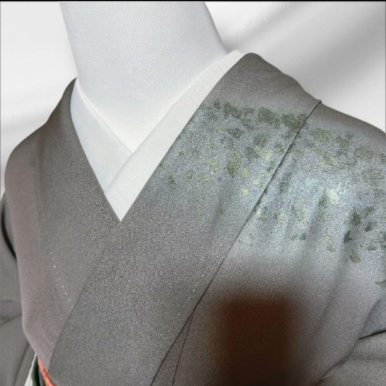 美品 袷 正絹 金箔 訪問着 フルセット 西陣唐織漆箔袋帯 ゆったり 裄67