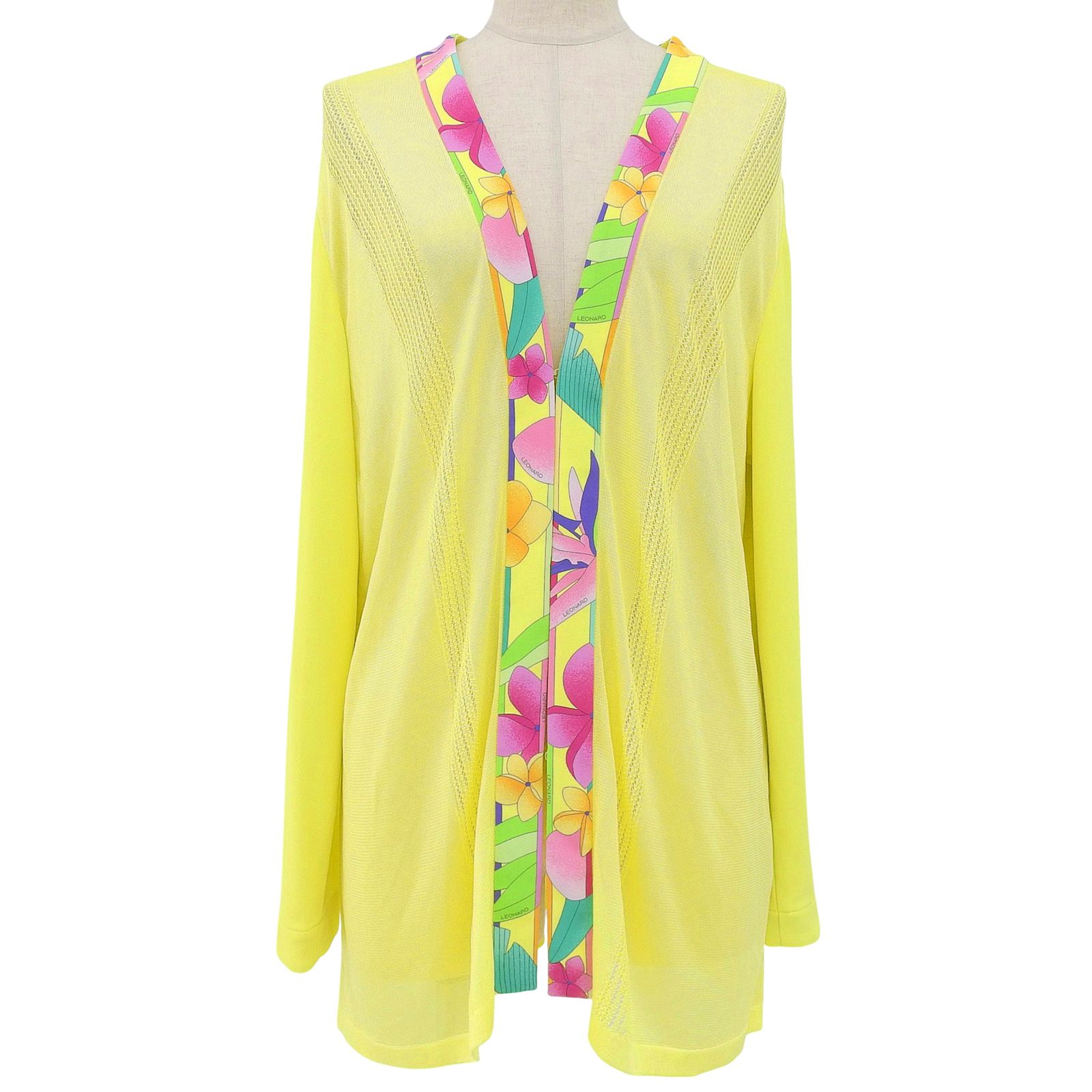 美品　LEONARD レオナール カンカン　花柄　カーディガン　ジャケット 極美品△LEONARD SPORT レオナールスポーツ 598097 花柄 カンカン素材