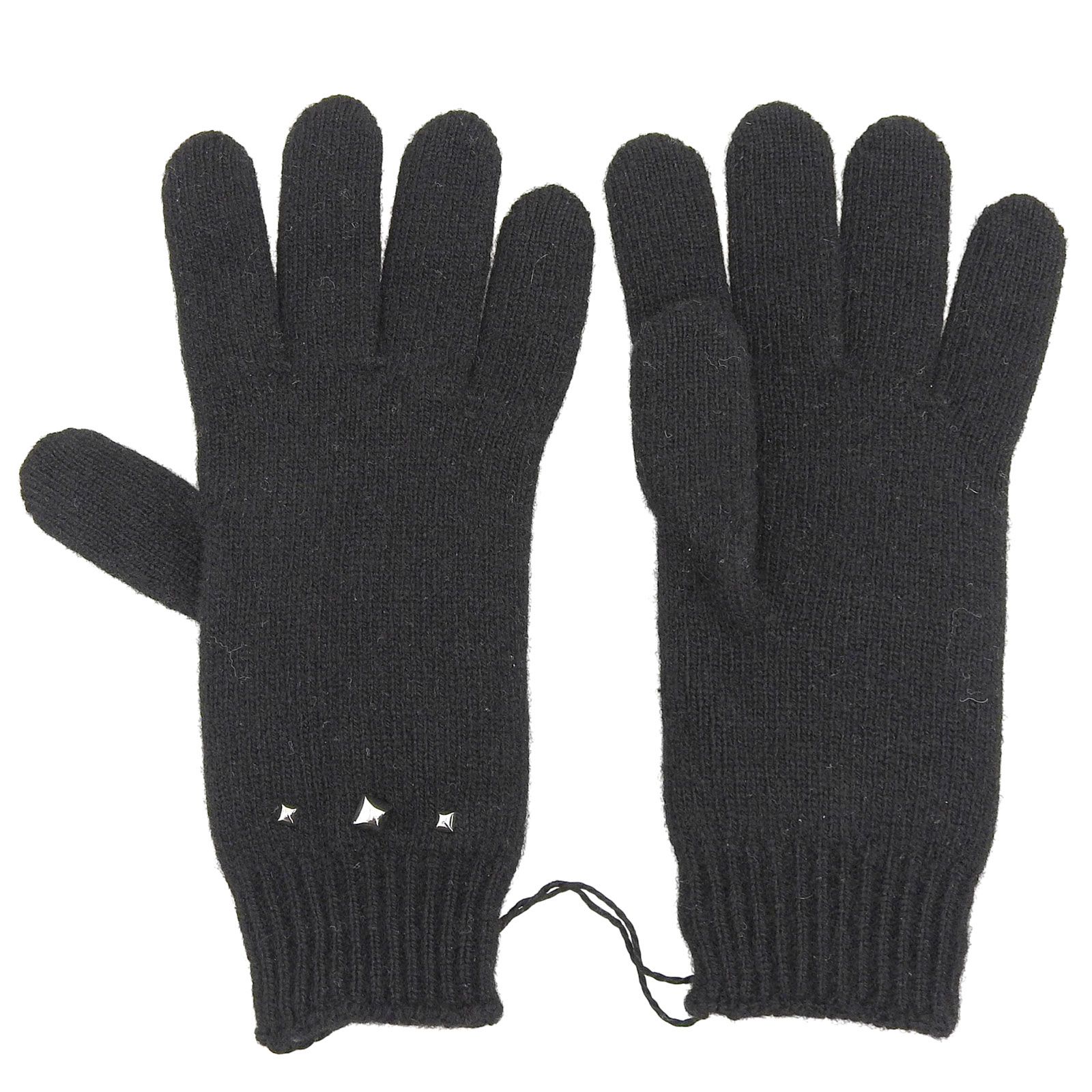 HERMES エルメス ダーリン メドール シルバー金具 カシミヤ ニット グローブ 手袋 ブラック M イタリア製 レディース