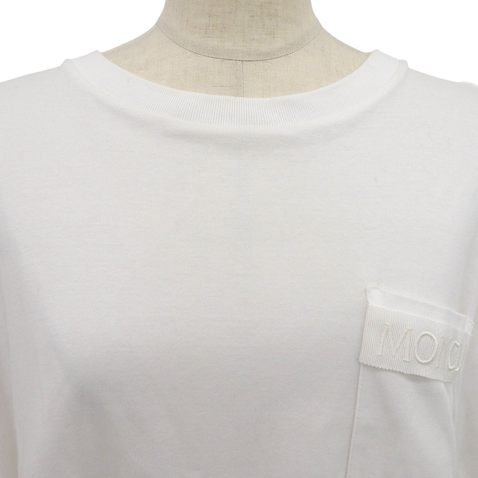 【レアデザイン】モンクレール 刺繍ロゴ ポケット ドローコードギャザー Tシャツ 美品△MONCLER モンクレール コットン100％ ロゴ刺繍 ドローコード 胸