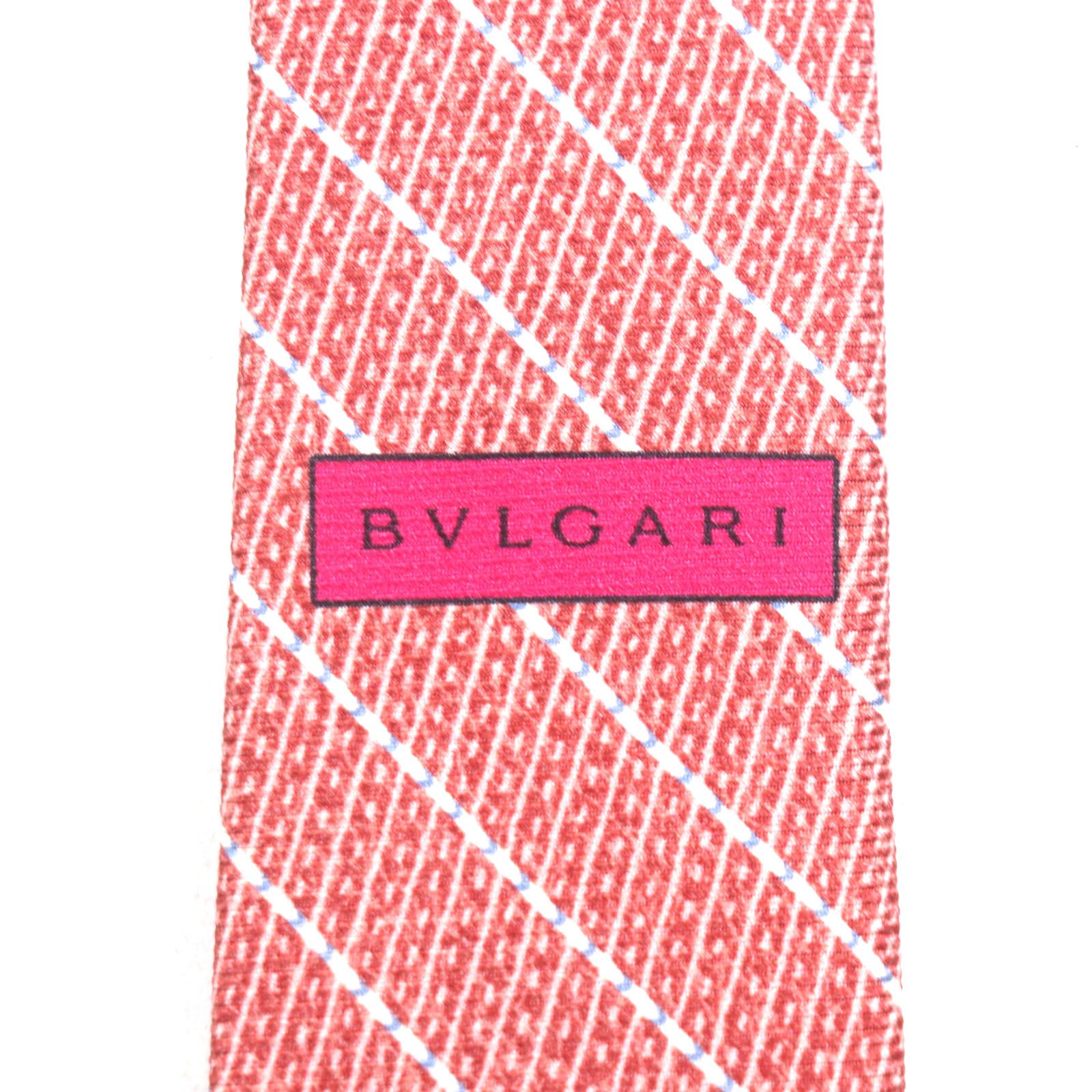 未使用品▽BVLGARI ブルガリ シルク100% 総柄 レジメンタルストライプ