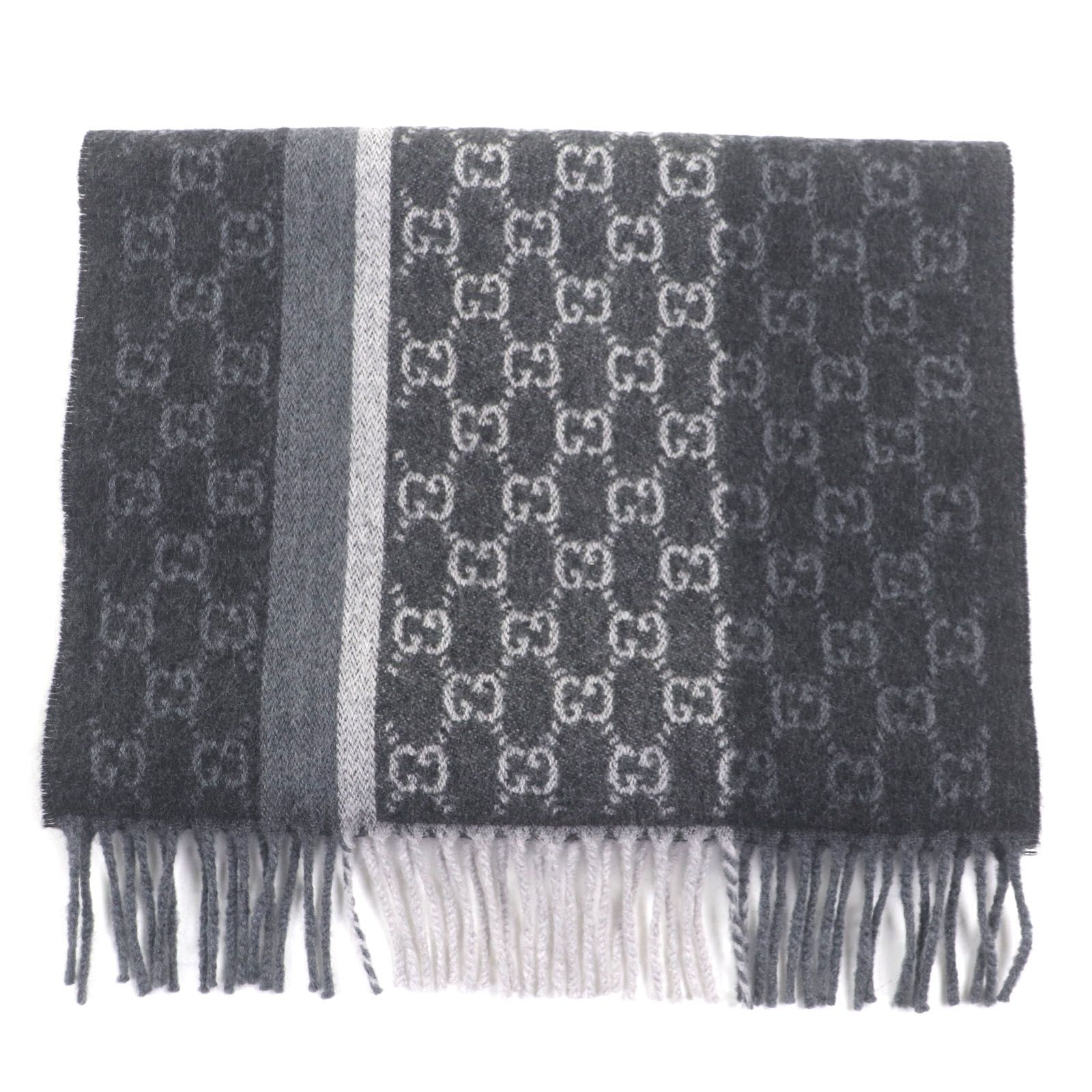 極美品▽GUCCI グッチ 391530 カシミヤ ウール GGパターン