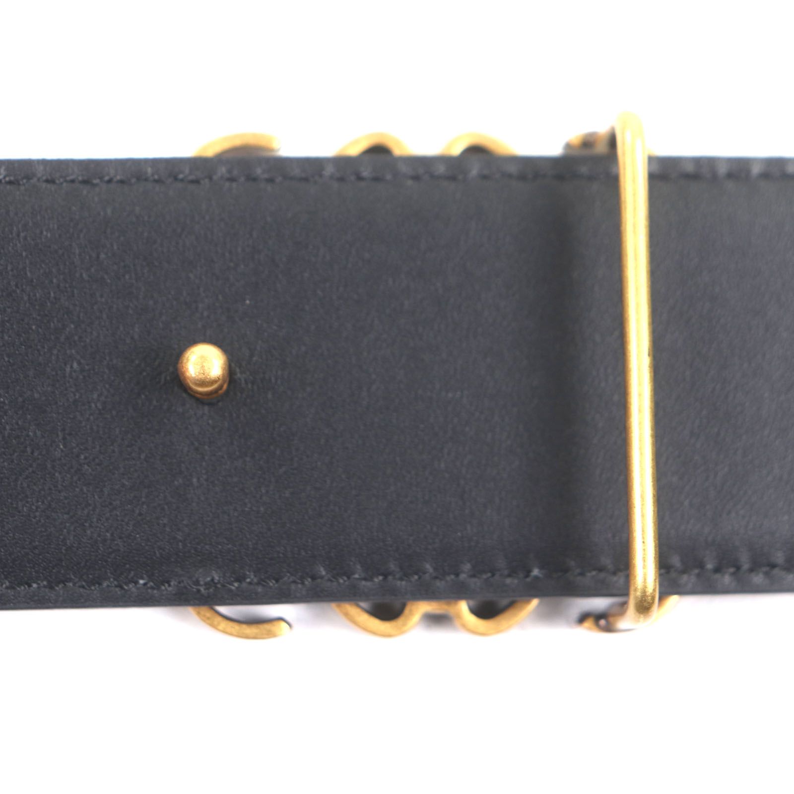 未使用品▽LOEWE ロエベ アナグラムバックル レザーベルト ブラック