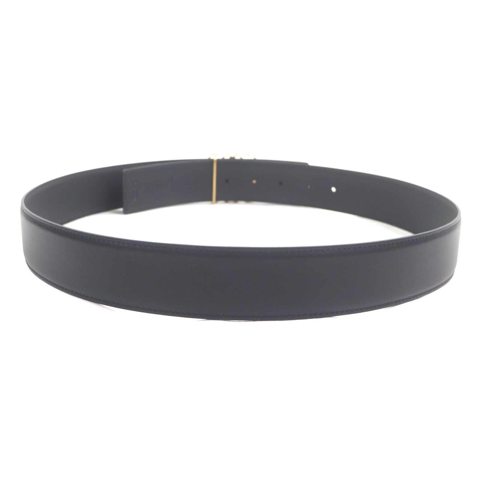 未使用品▽LOEWE ロエベ アナグラムバックル レザーベルト ブラック