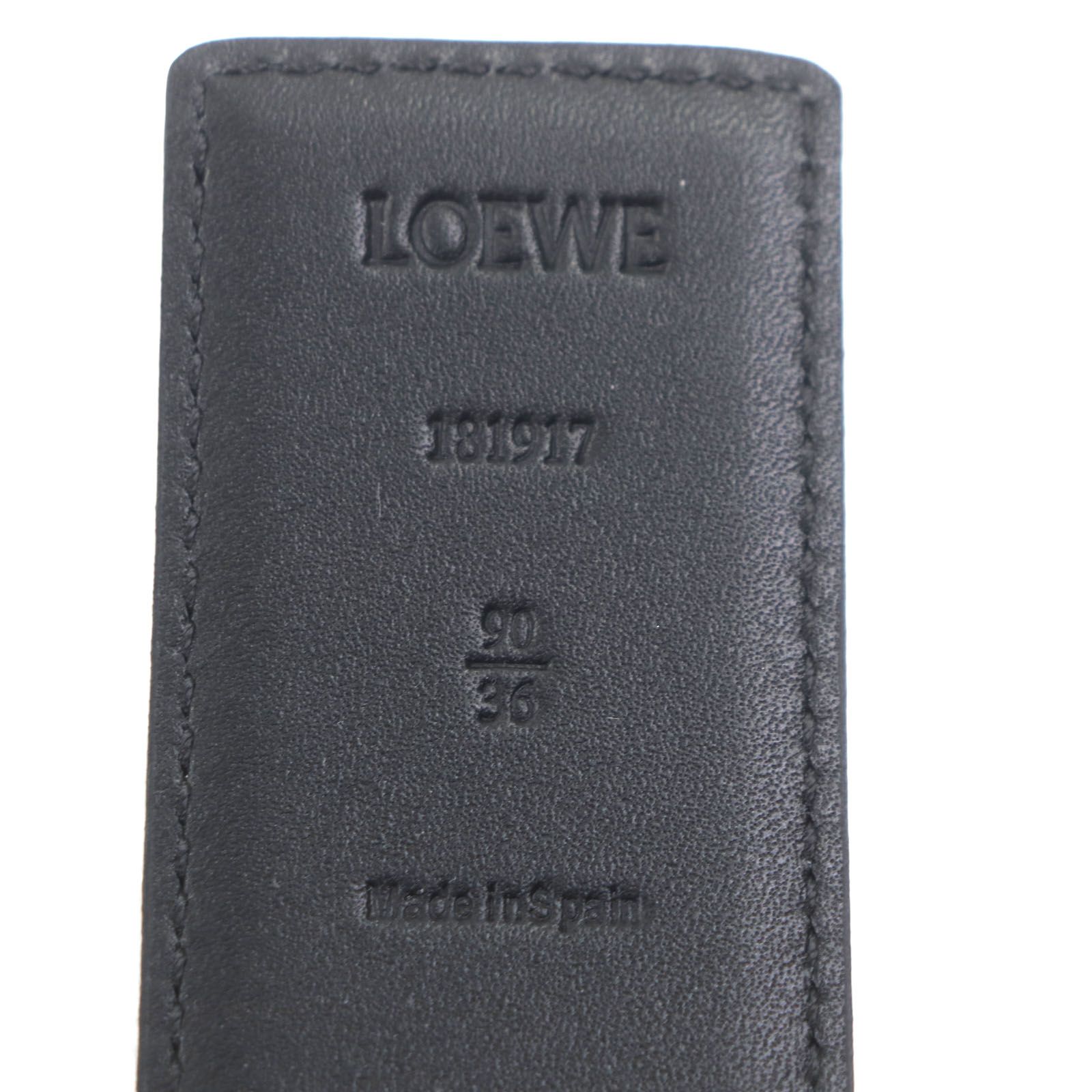 未使用品▽LOEWE ロエベ アナグラムバックル レザーベルト ブラック