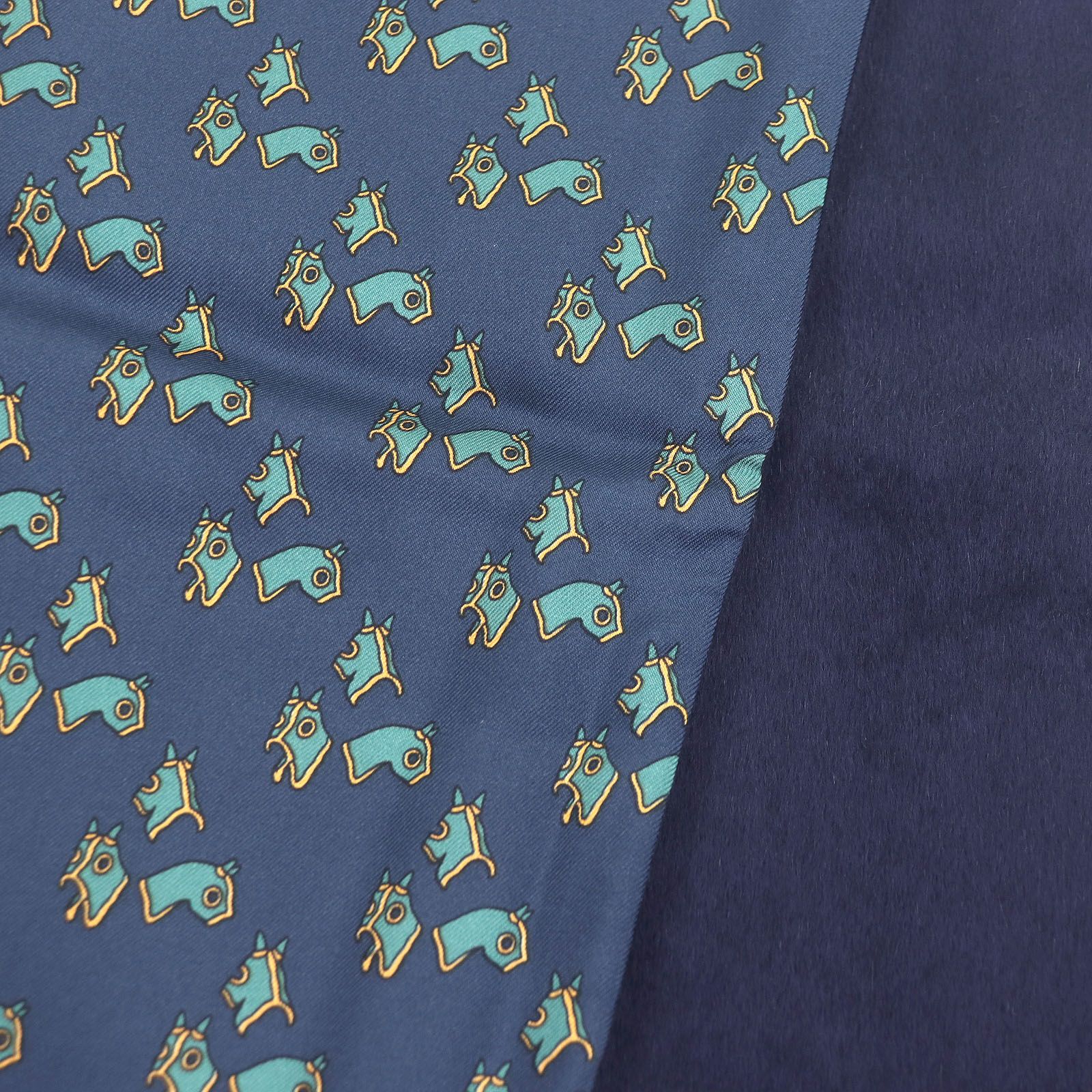 極美品□HERMES エルメス シルク アンゴラ ホース 馬具 総柄 フリンジ