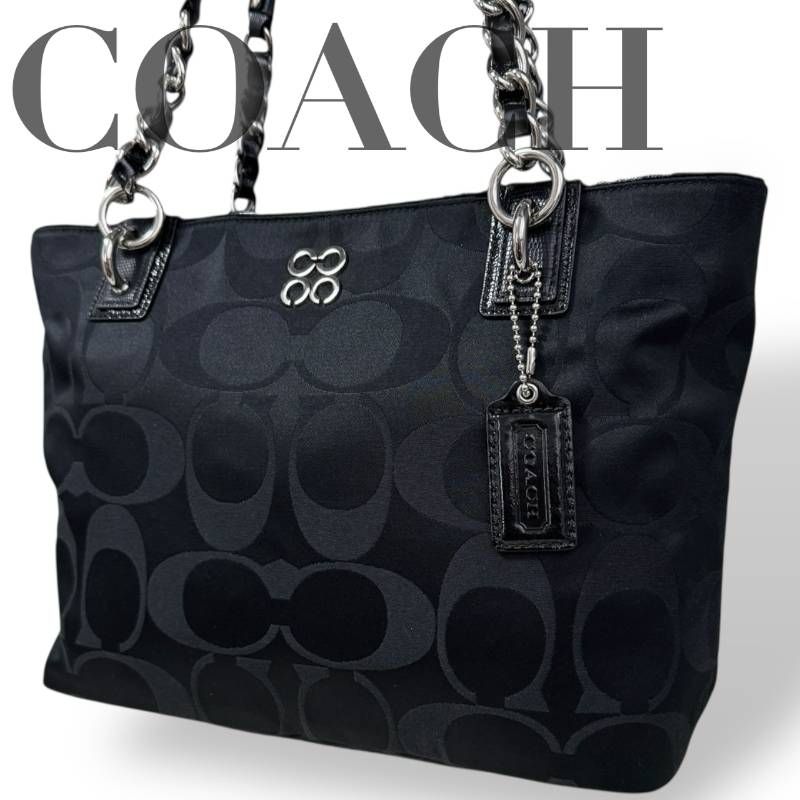 COACH コーチ☆トートバッグ シグネチャー 肩掛け チャーム ロゴ A4