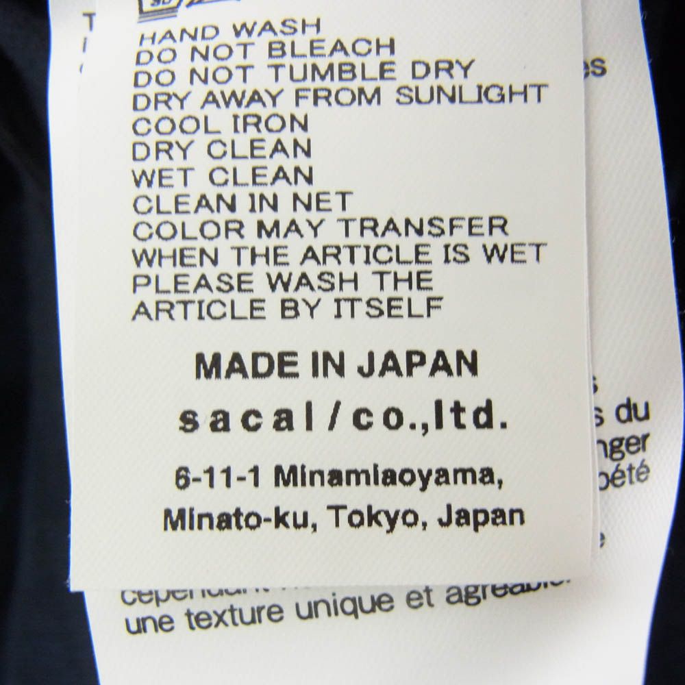 Sacai サカイ 21-02586M REBUILD ZIP POCKET COTTON L/S T-SHIRT