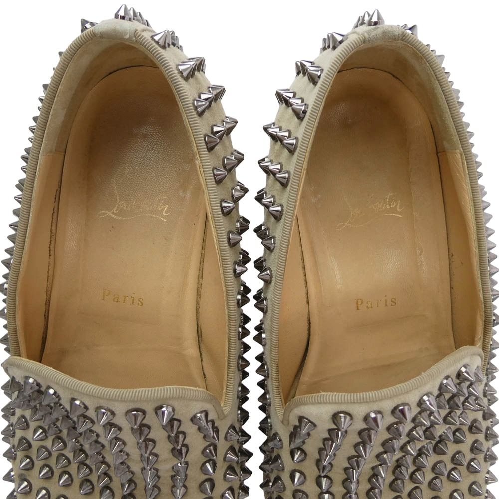 christian louboutin スパイク スタッズ ベージュ 24cm Christian Louboutin クリスチャンルブタン スパイクスタッズ スエード