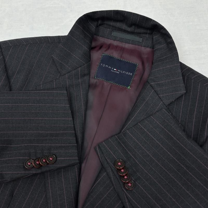 トミーヒルフィガー セットアップ ストライプ ウール テーラード