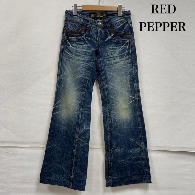 レッドペッパー ローライズ 刺繍 ブーツカット バギーパンツ フレア
