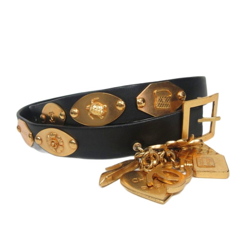 シャネル CHANEL 希少 アイコン 96P レザー ベルト マトラッセ ココ