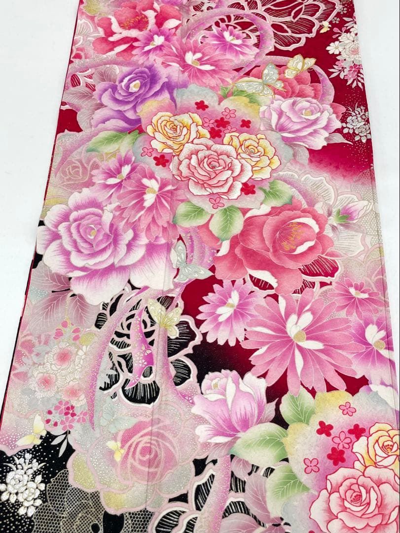 振袖 銀通し 金駒 金彩 刺繍 身丈166cm 撥水加工済 MO3177 - メルカリ