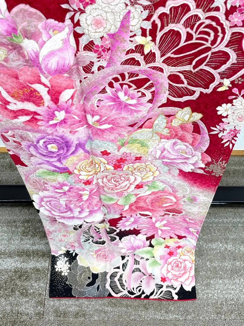 振袖 銀通し 金駒 金彩 刺繍 身丈166cm 撥水加工済 MO3177 - メルカリ