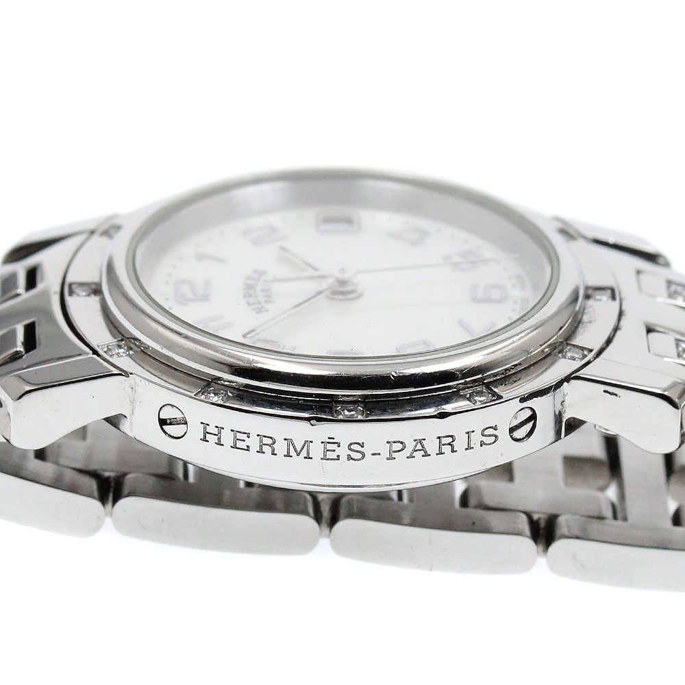 エルメス HERMES CL4.230 クリッパー ナクレ ベゼル 12Pダイヤ クォーツ レディース 保証書付き_917128 エルメス(HERMES)エルメス クリッパーナクレ 12Pダイヤベゼル/ダイヤ