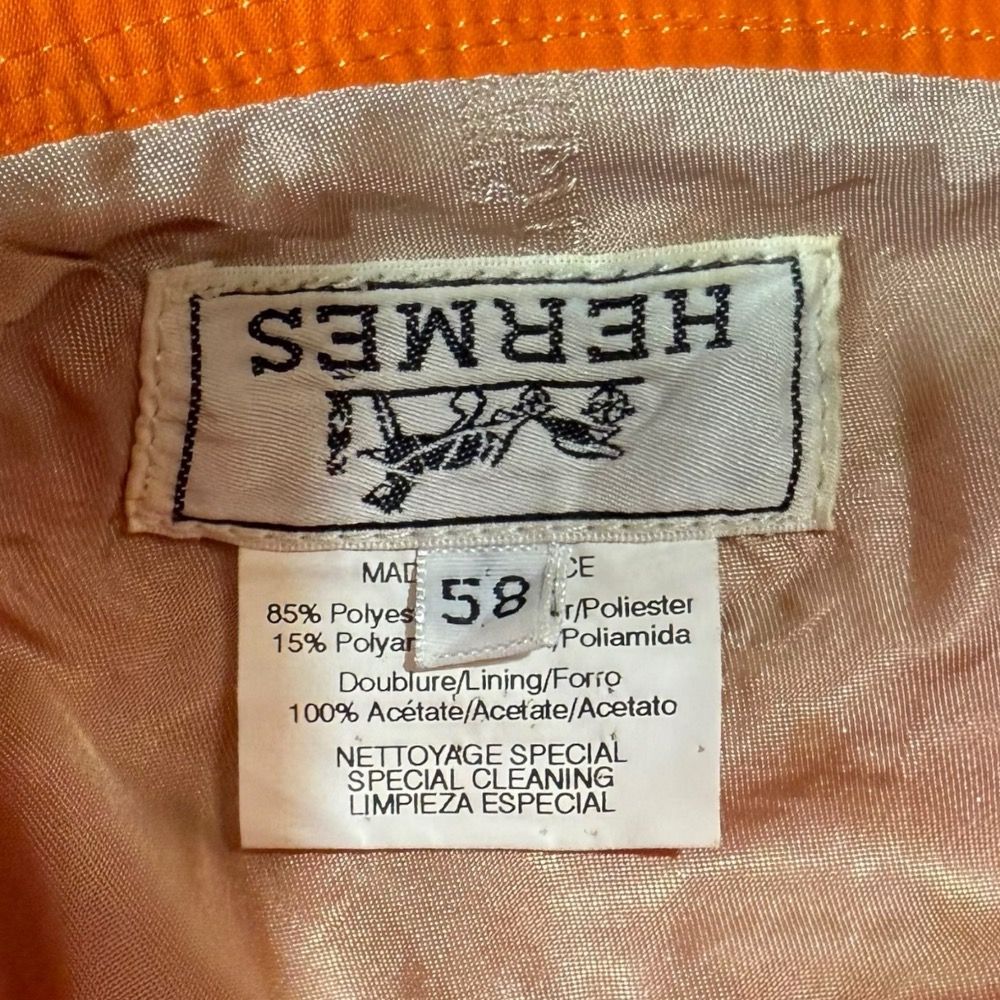  HERMES エルメス Hロゴ刺繍 バケットハット サイズ58 オレンジ メンズ レディース 古着 その他 ハット