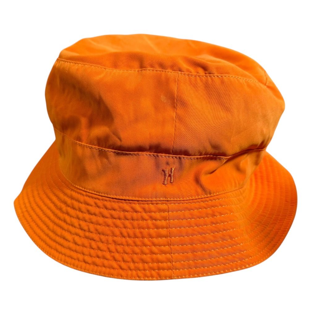 HERMES エルメス Hロゴ刺繍 バケットハット サイズ58 オレンジ メンズ レディース 古着