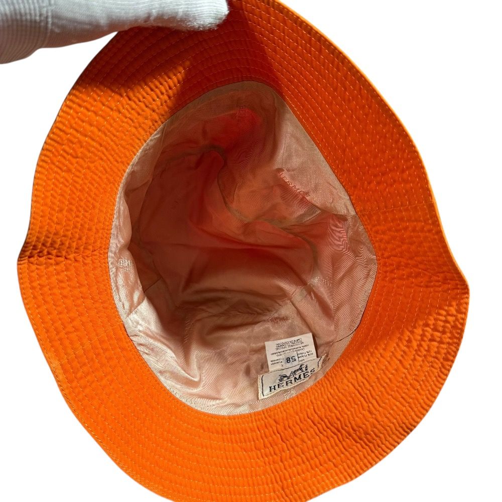 美品 HERMES エルメス Hロゴ刺繍 バケットハット サイズ58 オレンジ