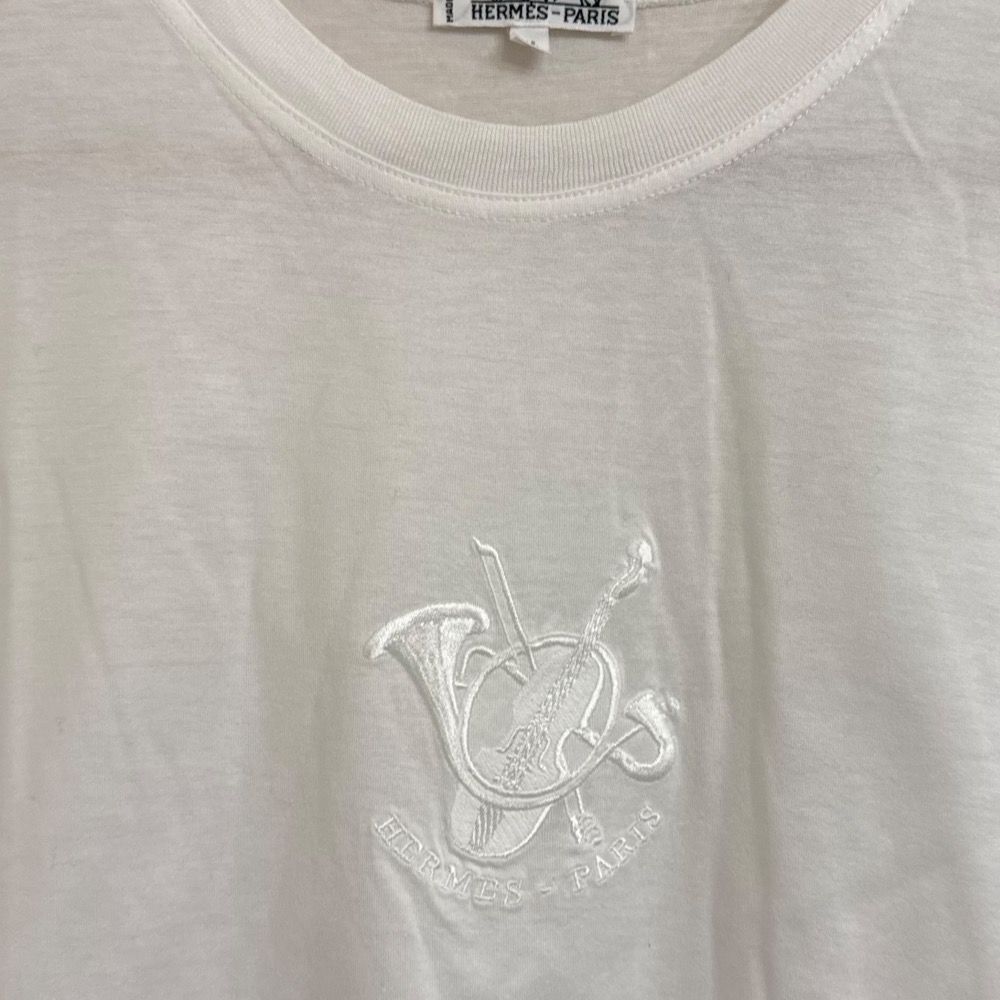 美品 HERMES エルメス ロゴ刺繍 クルーネック 半袖 Tシャツ カットソー