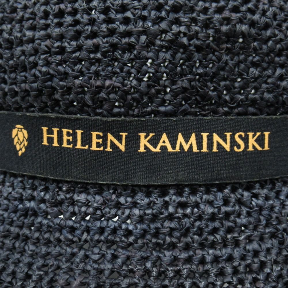  HELEN KAMINSKI ヘレンカミンスキー ラフィア ハット 帽子 リボン ロゴ 紺 ネイビー レディース 古着 その他 ハット