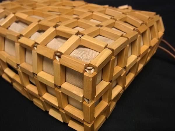 ウッド×キャンバス ハンドバッグ