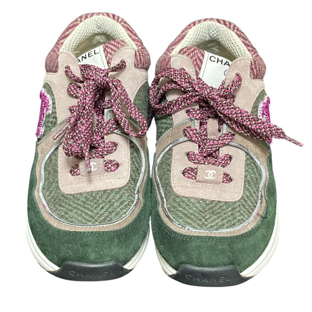 良品 CHANEL シャネル ココマーク ツイード スエード スニーカー