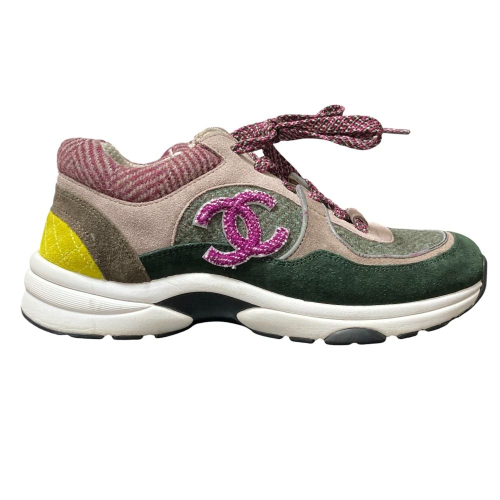 良品 CHANEL シャネル ココマーク ツイード スエード スニーカー