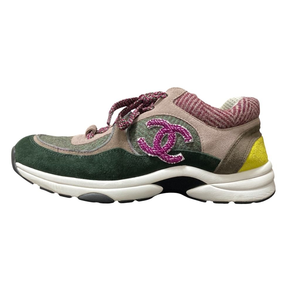 良品 CHANEL シャネル ココマーク ツイード スエード スニーカー